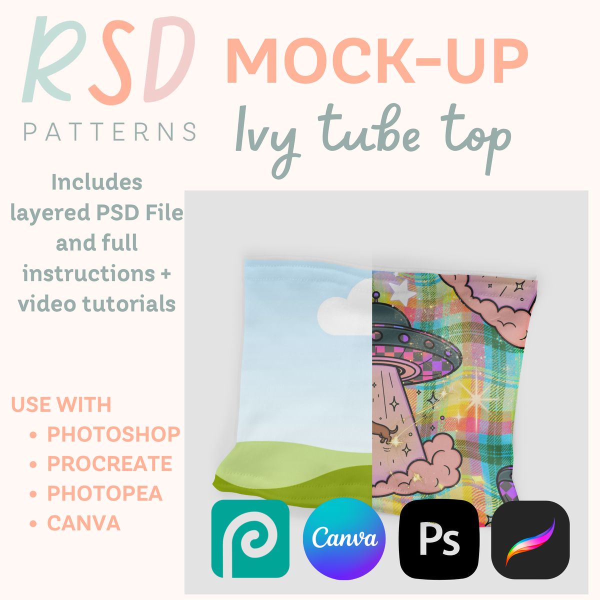 Ivy Tube Top Digital Sewing Pattern Mock-Up