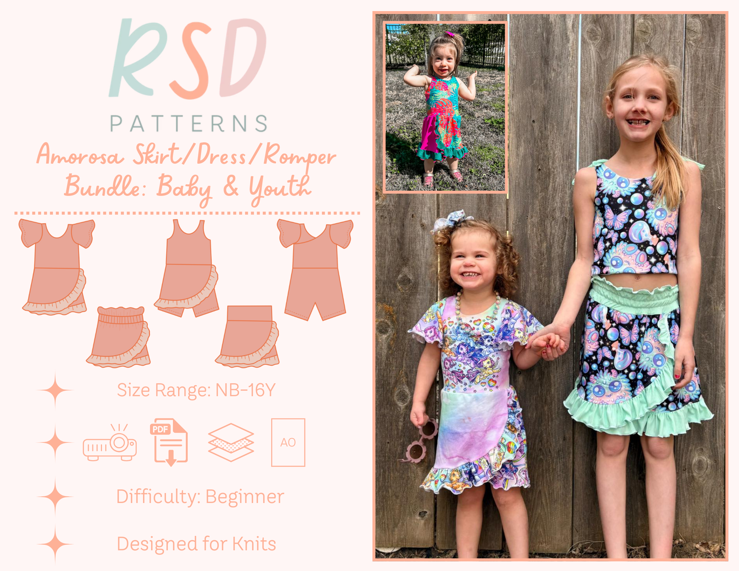 Baby & Youth Amorosa Skirt, Dress, & Romper Bundle PDF