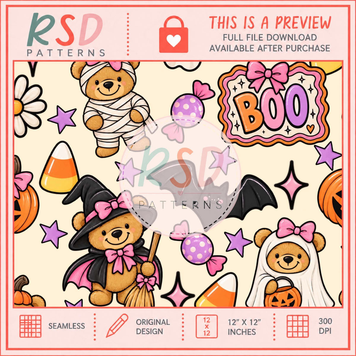 Halloween Bears Seamless File