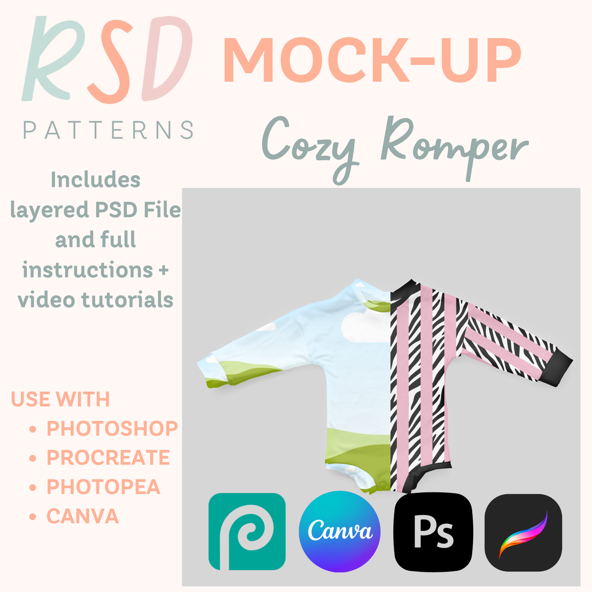 Cozy Romper Digital Sewing Pattern Mock-Up