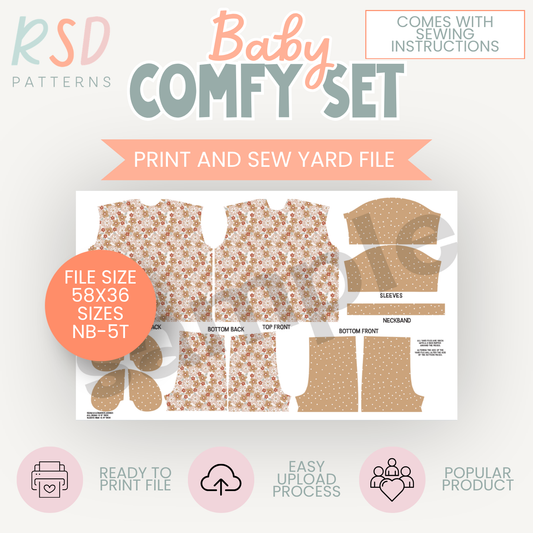 Baby Comfy Set - Print & Sew - Custom Yard File