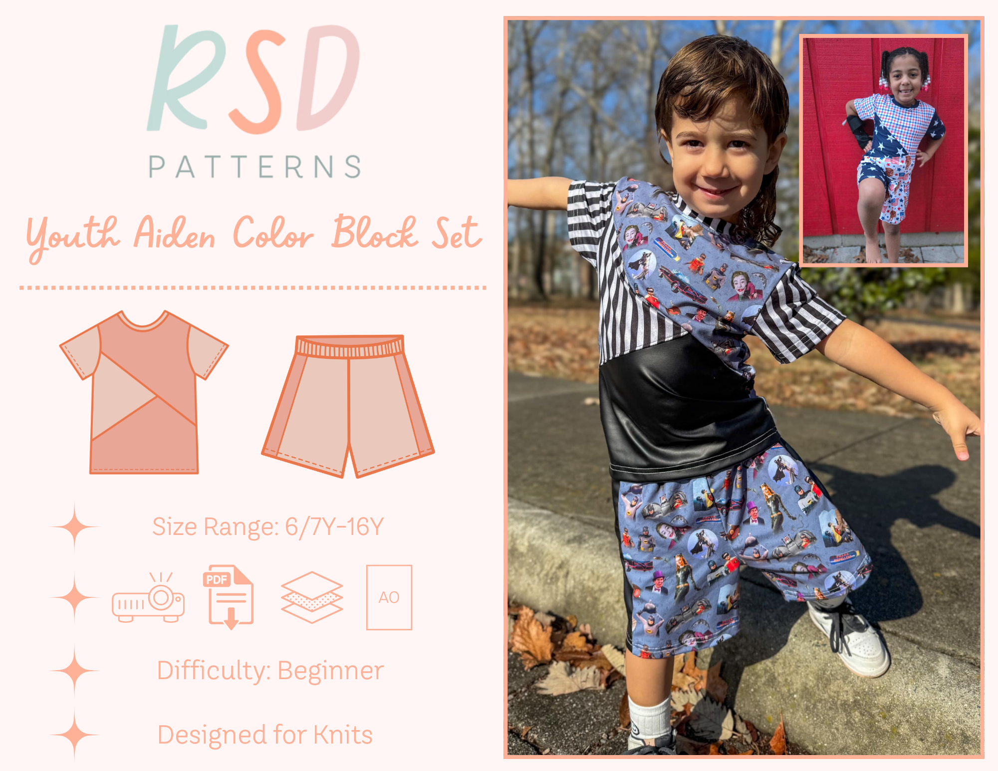Youth Aiden Color Block Set PDF – Retro Sparkle Designs