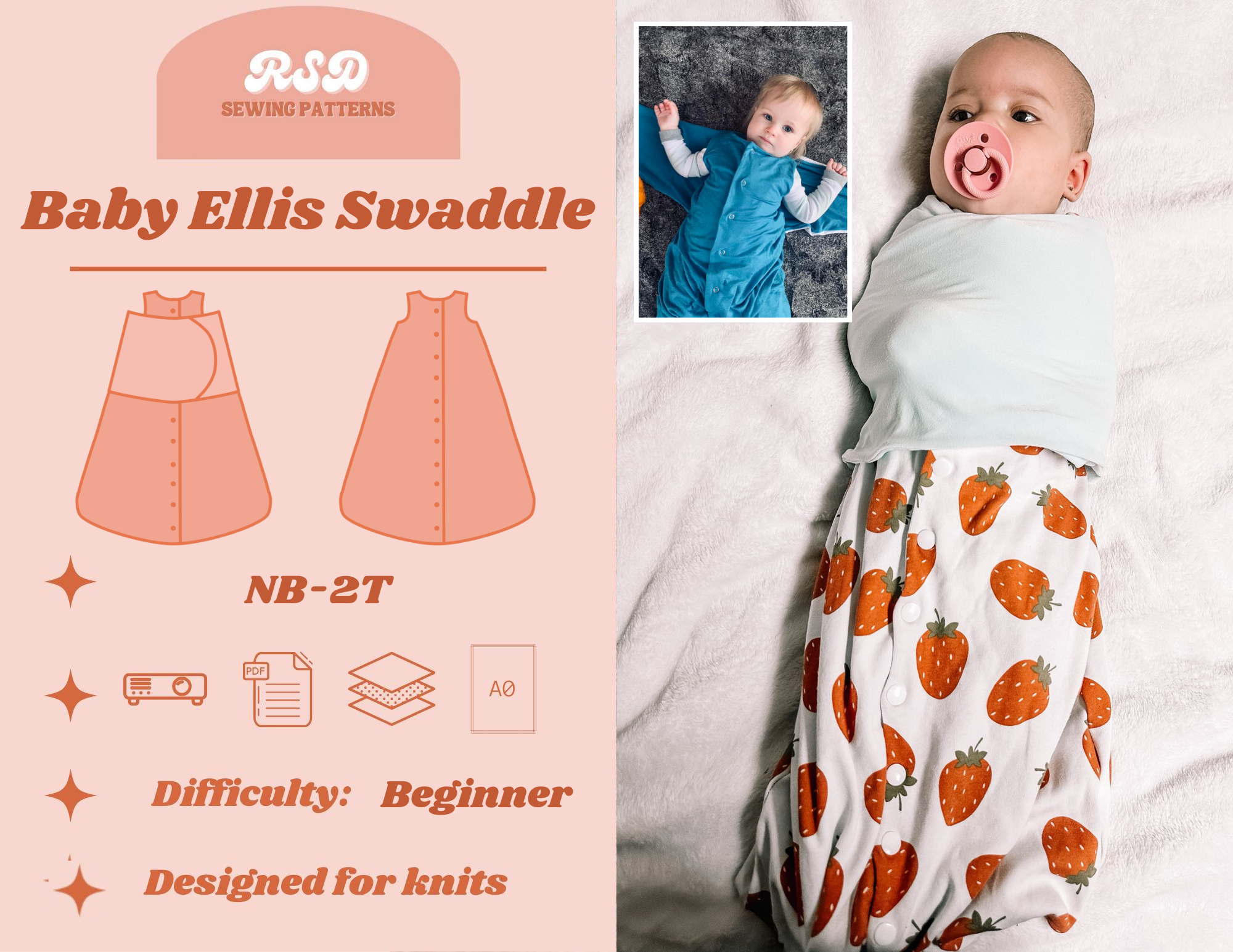 Baby Ellis Swaddle PDF – Retro Sparkle Designs