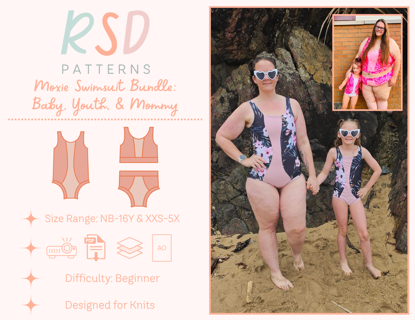 Baby, Youth, & Mommy Moxie Swimsuit Bundle PDF