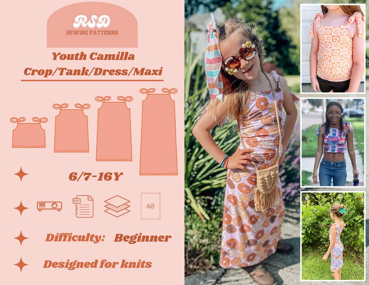 Youth Camilla Crop/Tank/Dress/Max PDF – Retro Sparkle Designs